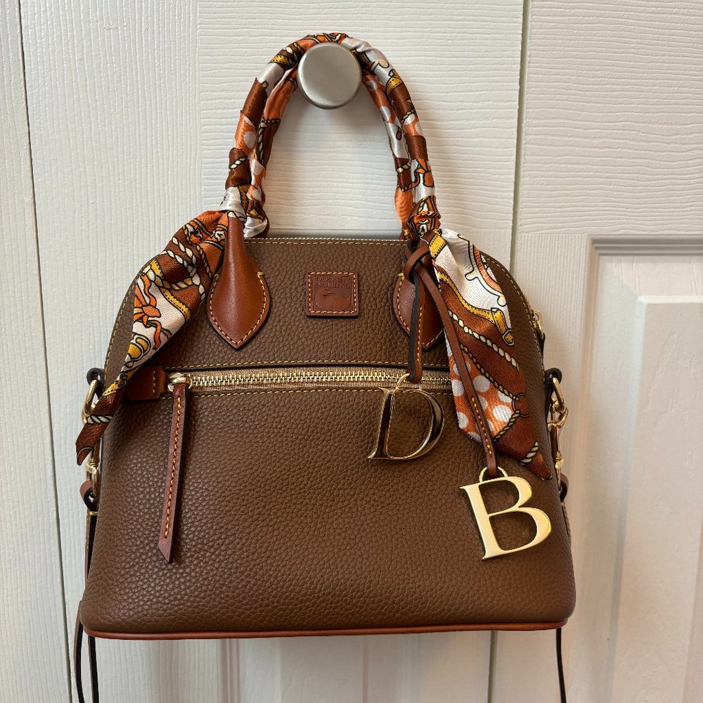 Dooney & Bourke pebble grain domed satchel in Bark